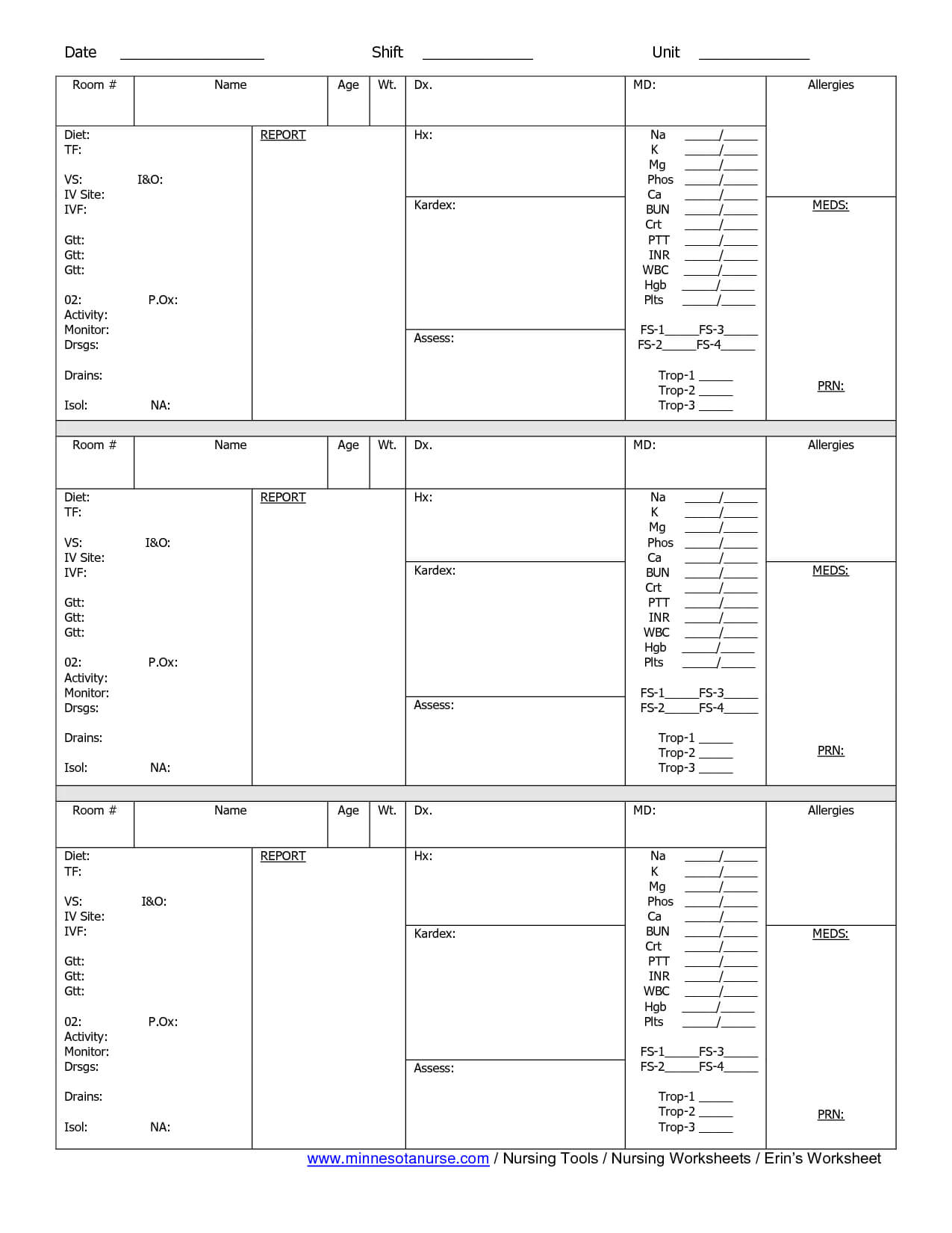 Nursing Report Sheets Nurses Templates | Nurse Report Sheet In Nurse Report Template