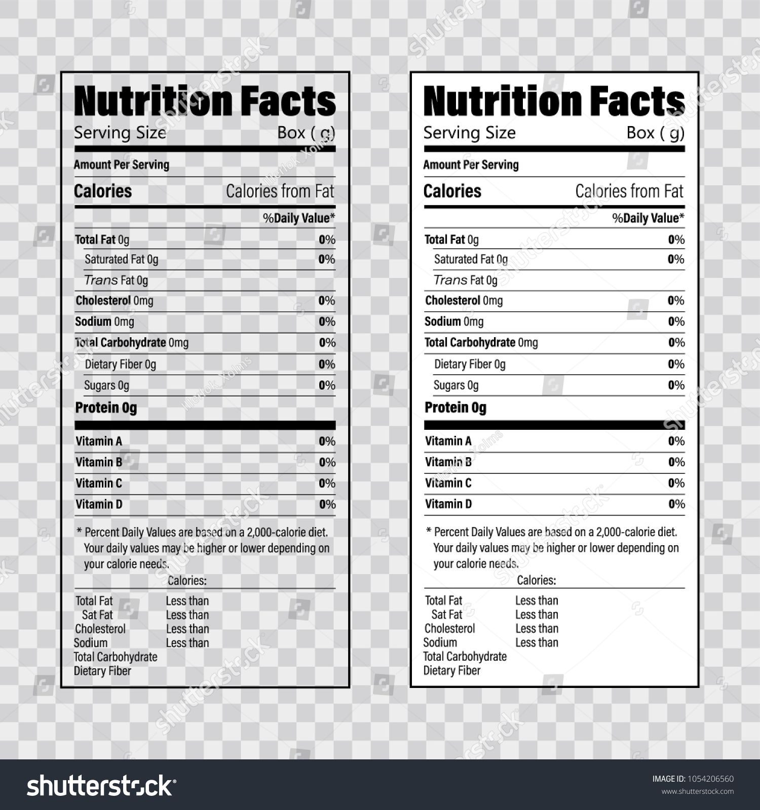 Nutrition Facts Information Label Template. Daily Value With Nutrition Label Template Word