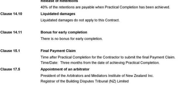 Nzia Standard Construction Contract - Pdf Free Download in Jct Practical Completion Certificate Template