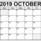 October 2019 Calendar Template For Kids | Free Printable Intended For Blank Calendar Template For Kids