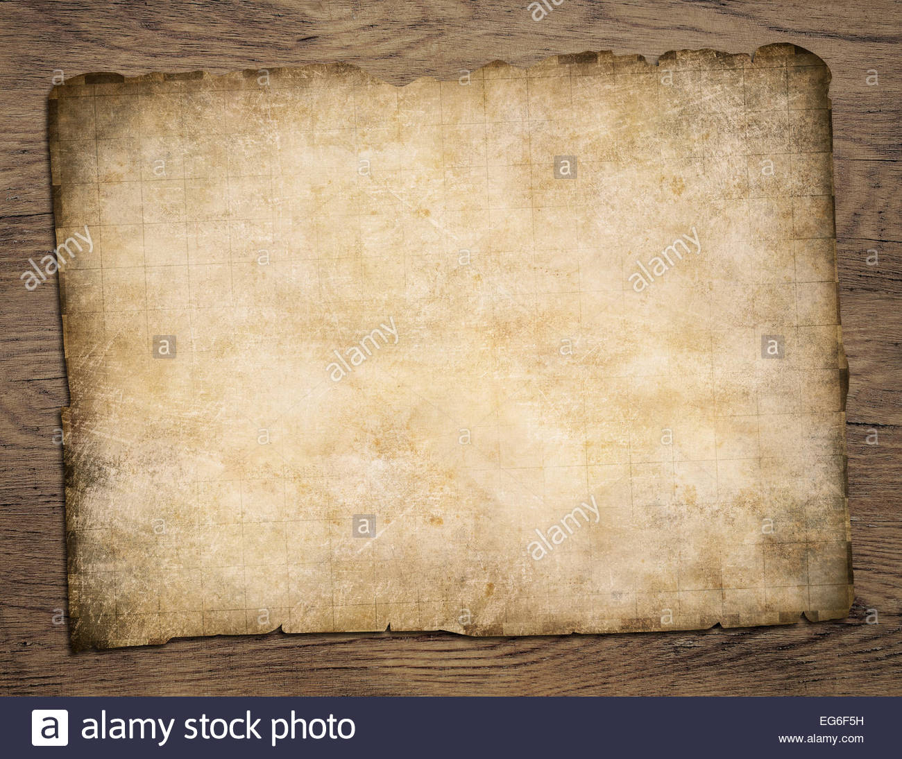 Old Blank Parchment Treasure Map On Wooden Table Stock Photo Intended For Blank Pirate Map Template