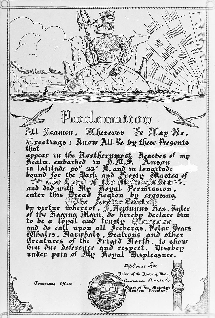 Order Of The Blue Nose' Certificate, Awarded To Sailors To With Regard To Crossing The Line Certificate Template