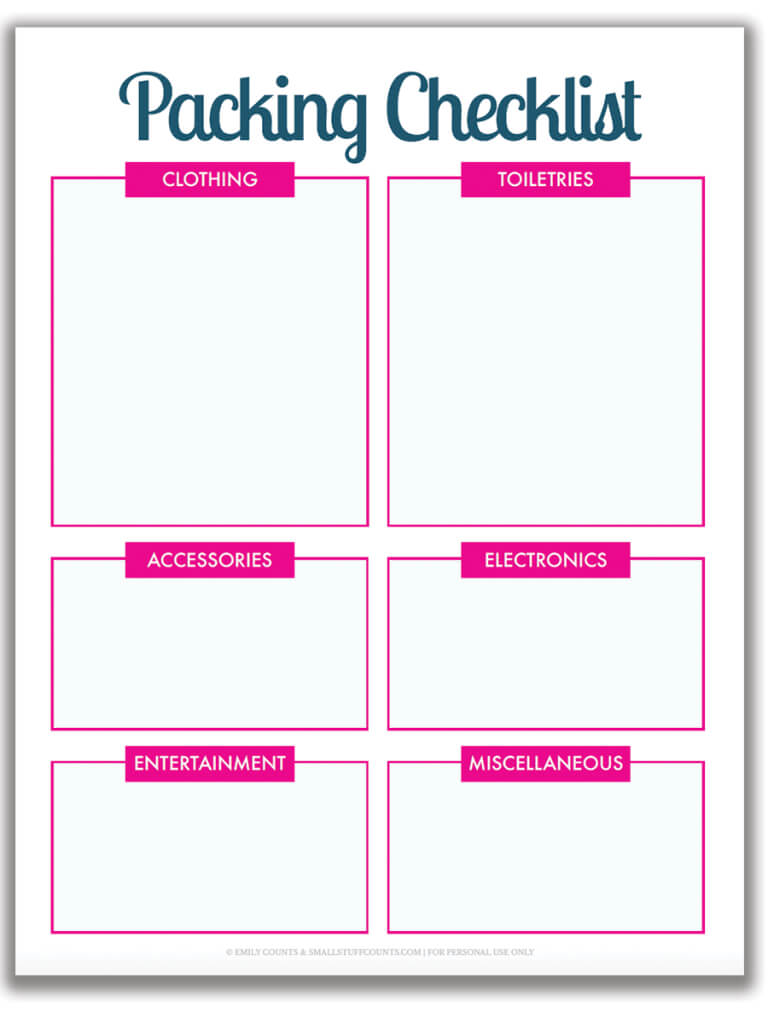 Organized Travel: A Free Printable Packing List For Your Regarding Blank Packing List Template