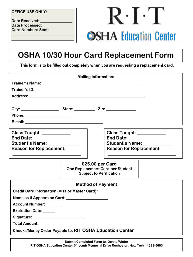 Osha 30 Card Template – Fill Online, Printable, Fillable Inside Osha 10 Card Template