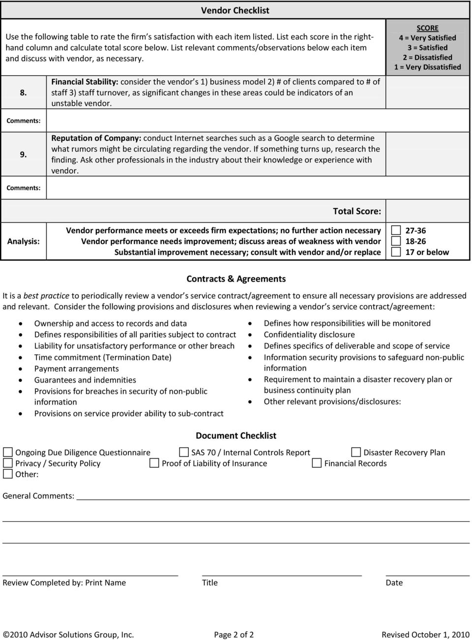 Outsourcing Due Diligence Form – Pdf Free Download With Vendor Due Diligence Report Template