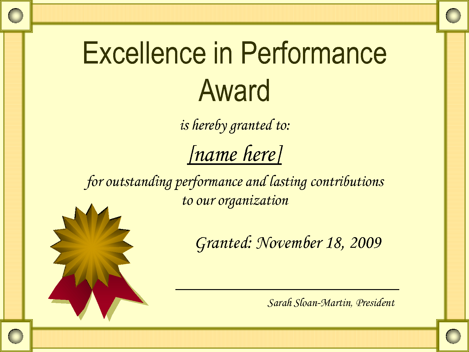 Outstanding Excellence In Performance Awards Certificate Intended For Star Performer Certificate Templates