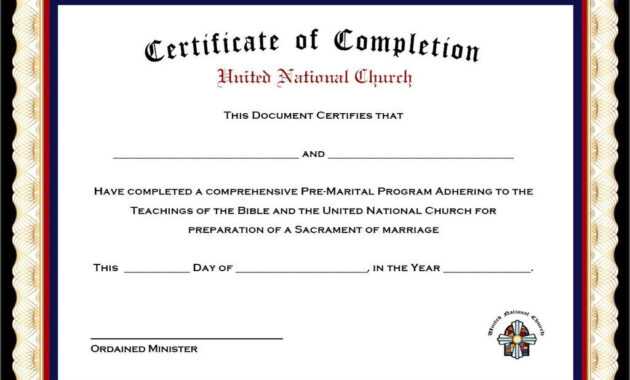 Pack Of 4 Marriage Counseling Completion Certificates with regard to Premarital Counseling Certificate Of Completion Template