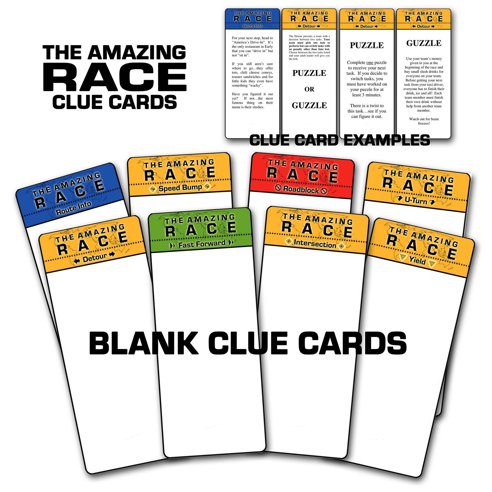 Paper Perfection: Free "amazing Race" Birthday Party Within Clue Card Template