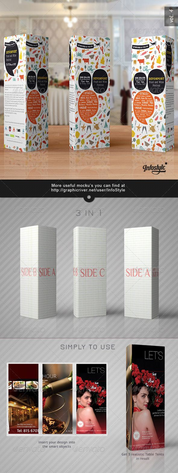 Paper Tri Fold Table Tent Mock Up Template Vol.6 | Mockups For Tri Fold Tent Card Template