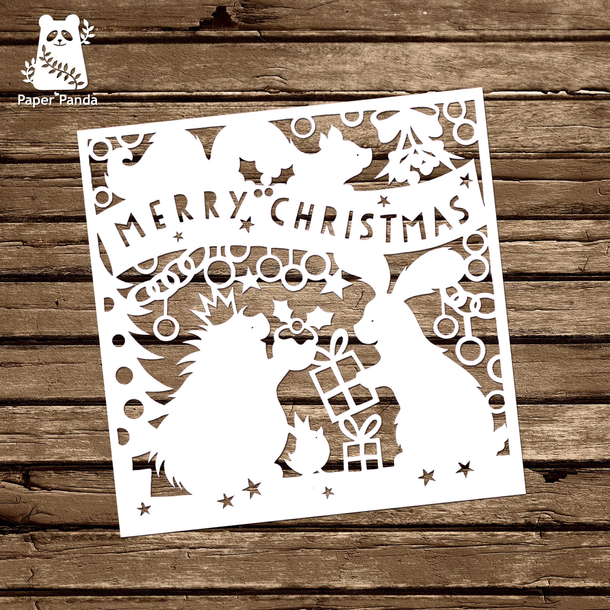 Papercut Diy Design Template – 'woodland Friends Christmas Pertaining To Diy Christmas Card Templates