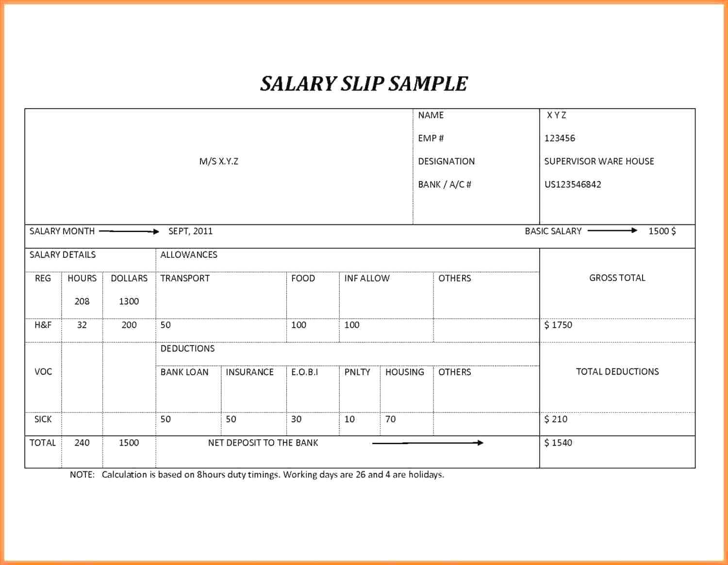 Payslip Template Ireland – Zimer.bwong.co Intended For Blank Payslip Template