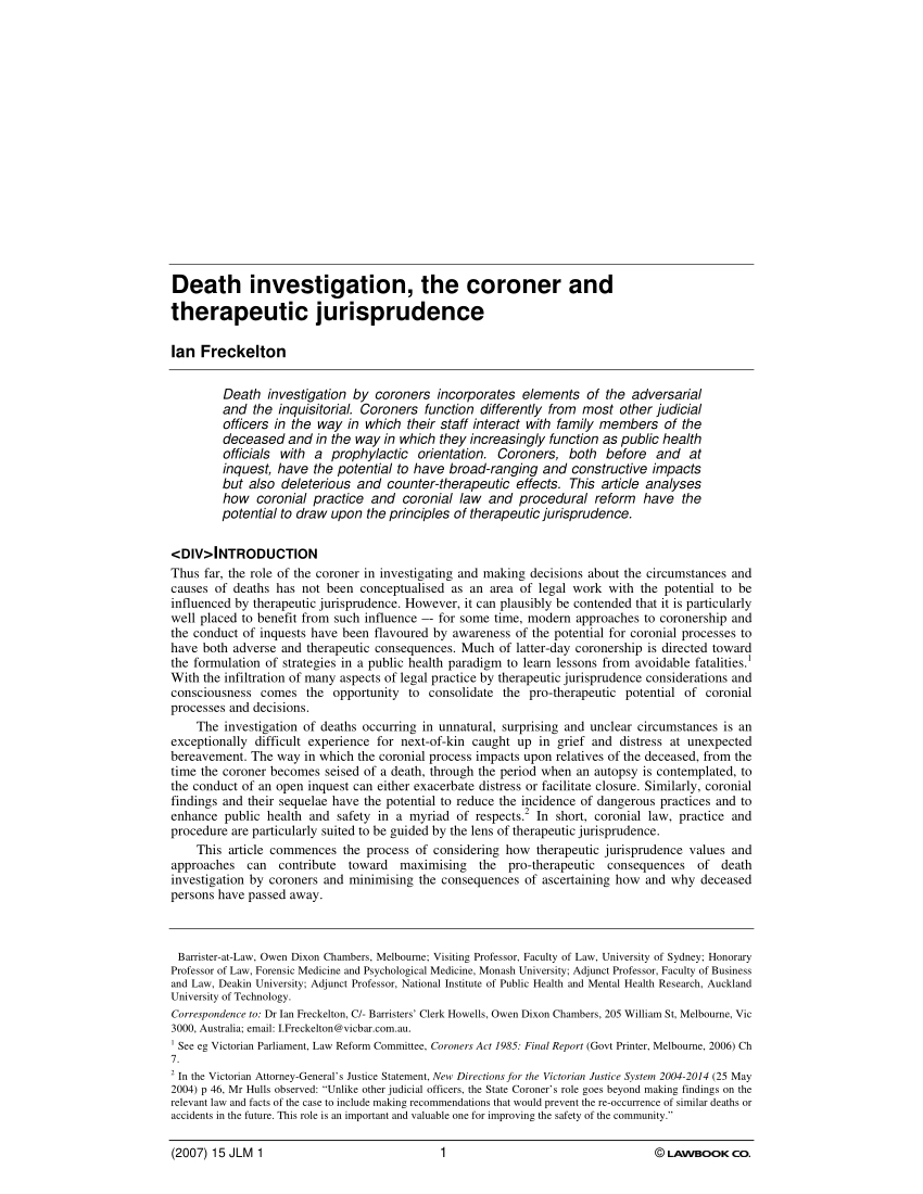 Pdf) Death Investigation, The Coroner And Therapeutic Pertaining To Autopsy Report Template