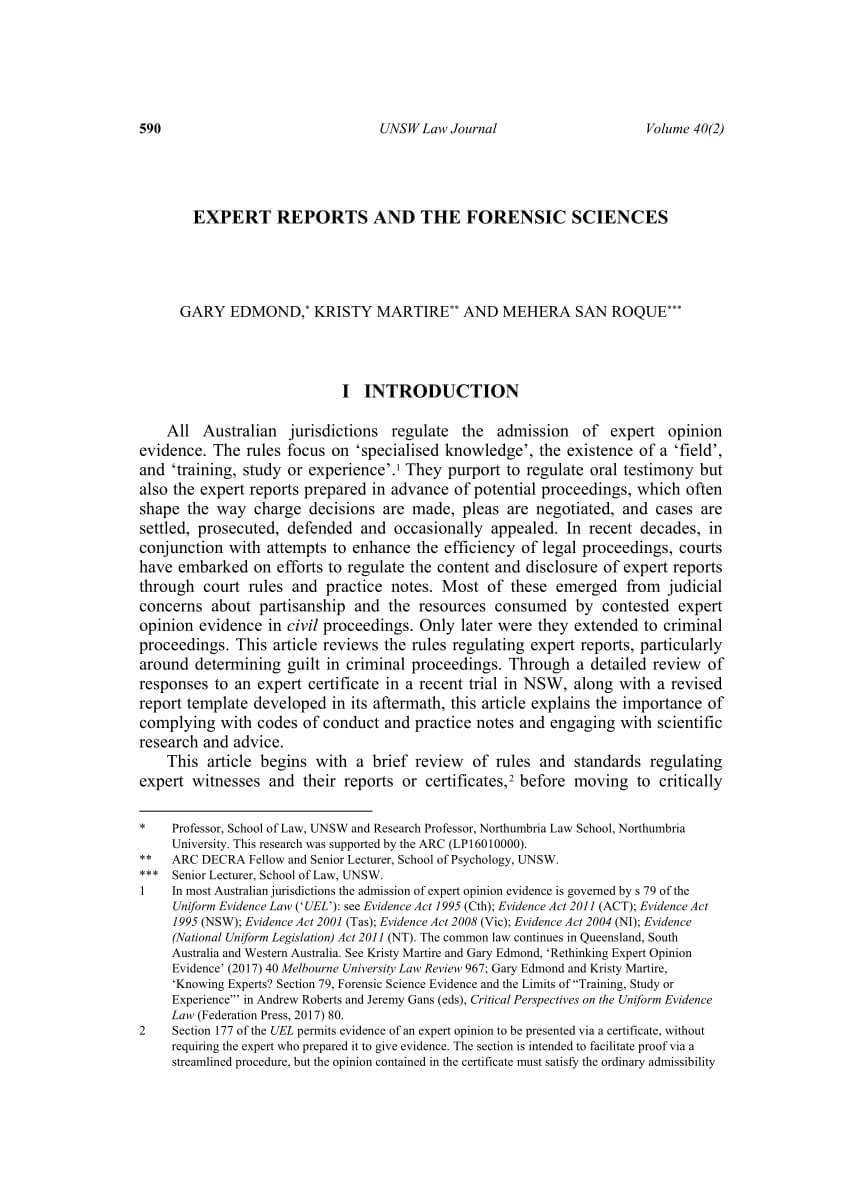 Pdf) Expert Reports And The Forensic Sciences In Expert Witness Report Template