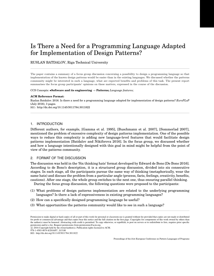 Pdf) Is There A Need For A Programming Language Adapted For Within Focus Group Discussion Report Template