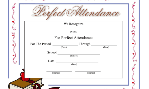 Perfect Attendance Certificate - Download A Free Template for Perfect Attendance Certificate Free Template