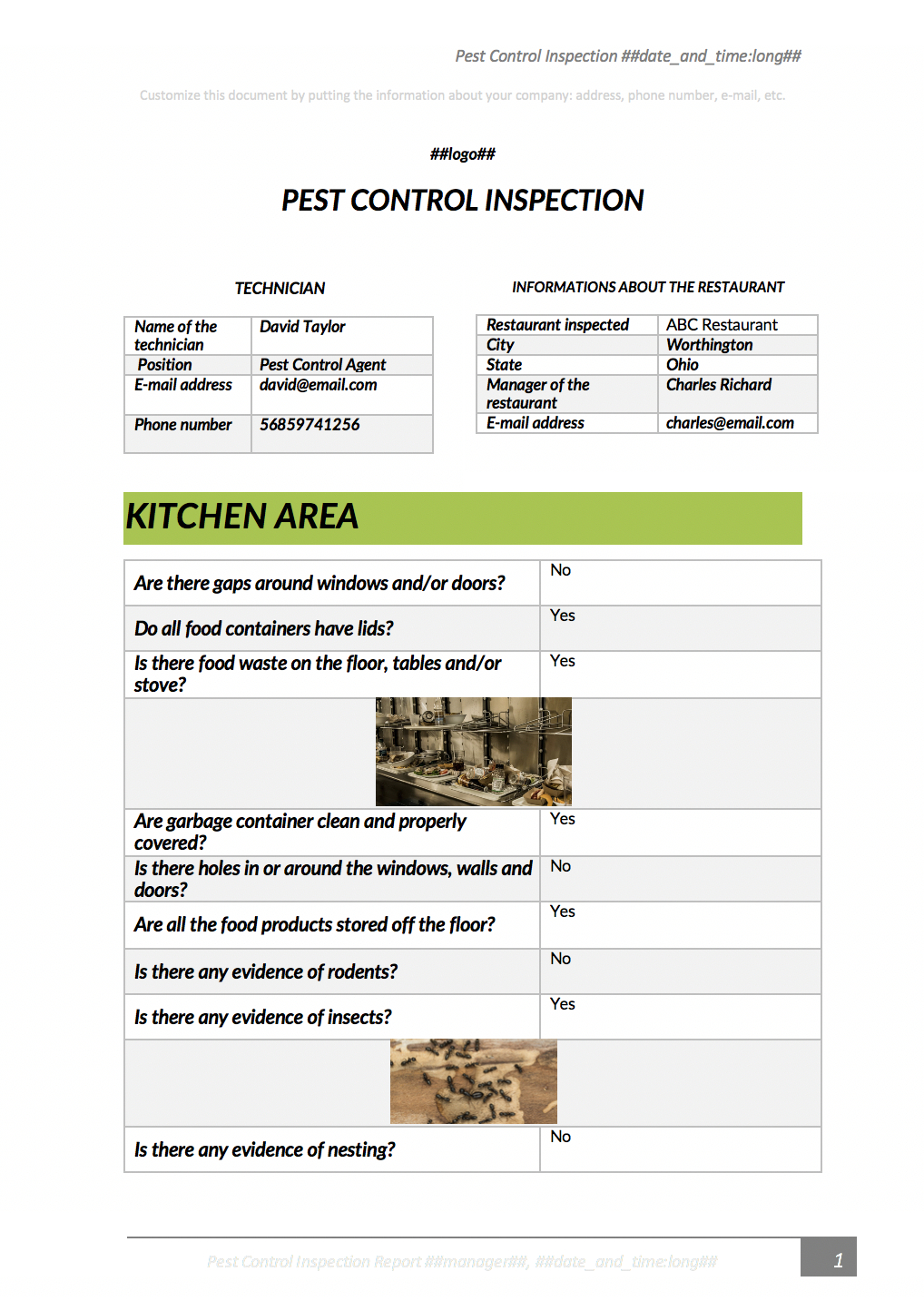 Pest Control Inspection With Kizeo Forms From Your Cellphone Within Pest Control Report Template