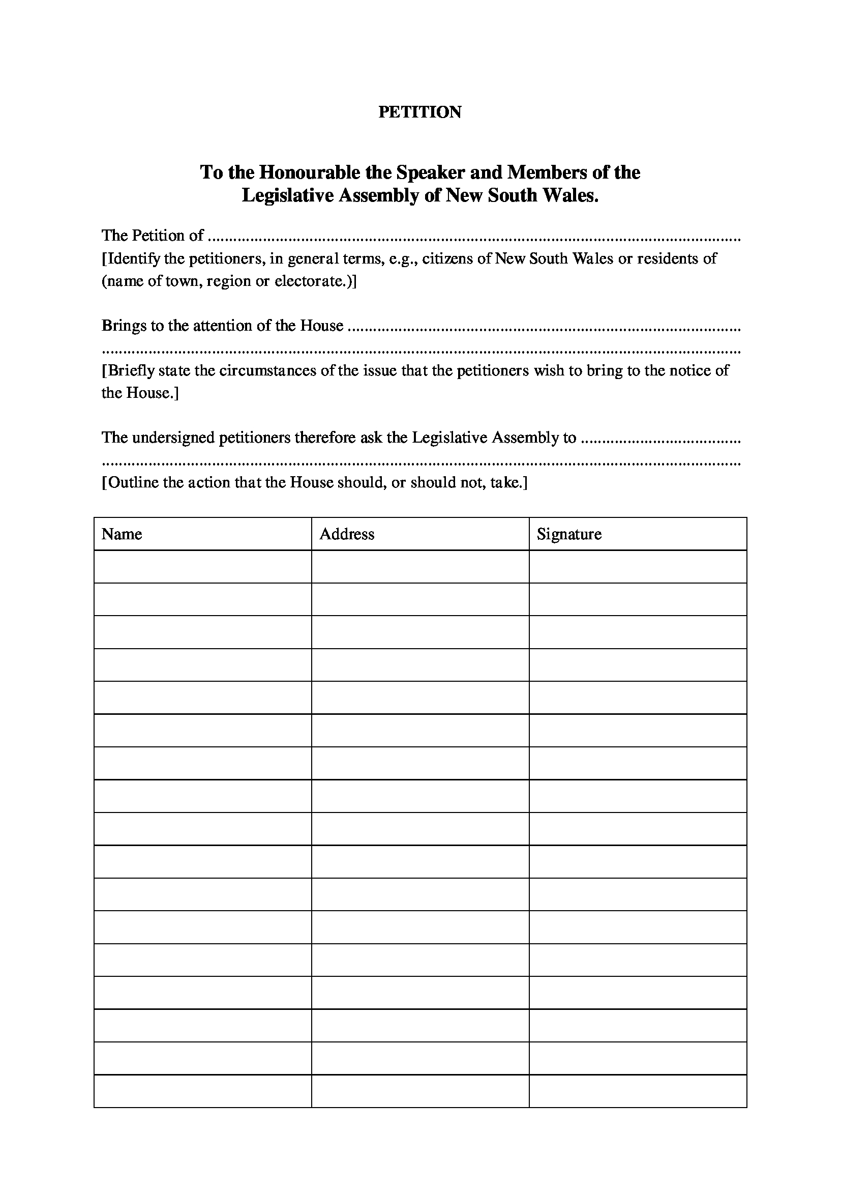 Petition Form – Forza.mbiconsultingltd Pertaining To Blank Petition Template