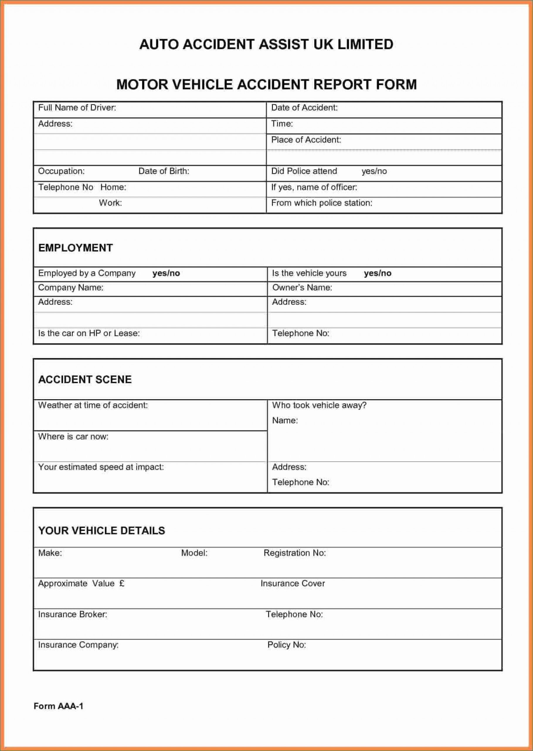 Phenomenal Automobile Accident Report Form Template Ideas In Motor Vehicle Accident Report Form Template