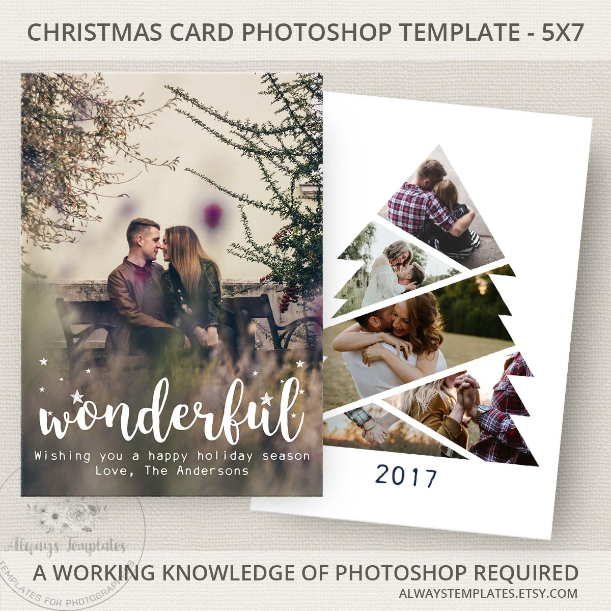 Photo Christmas Card Template, Christmas Tree Card Template In Holiday Card Templates For Photographers
