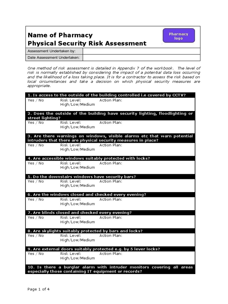 Physical Security Risk Assessment – Docshare.tips Intended For Physical Security Risk Assessment Report Template