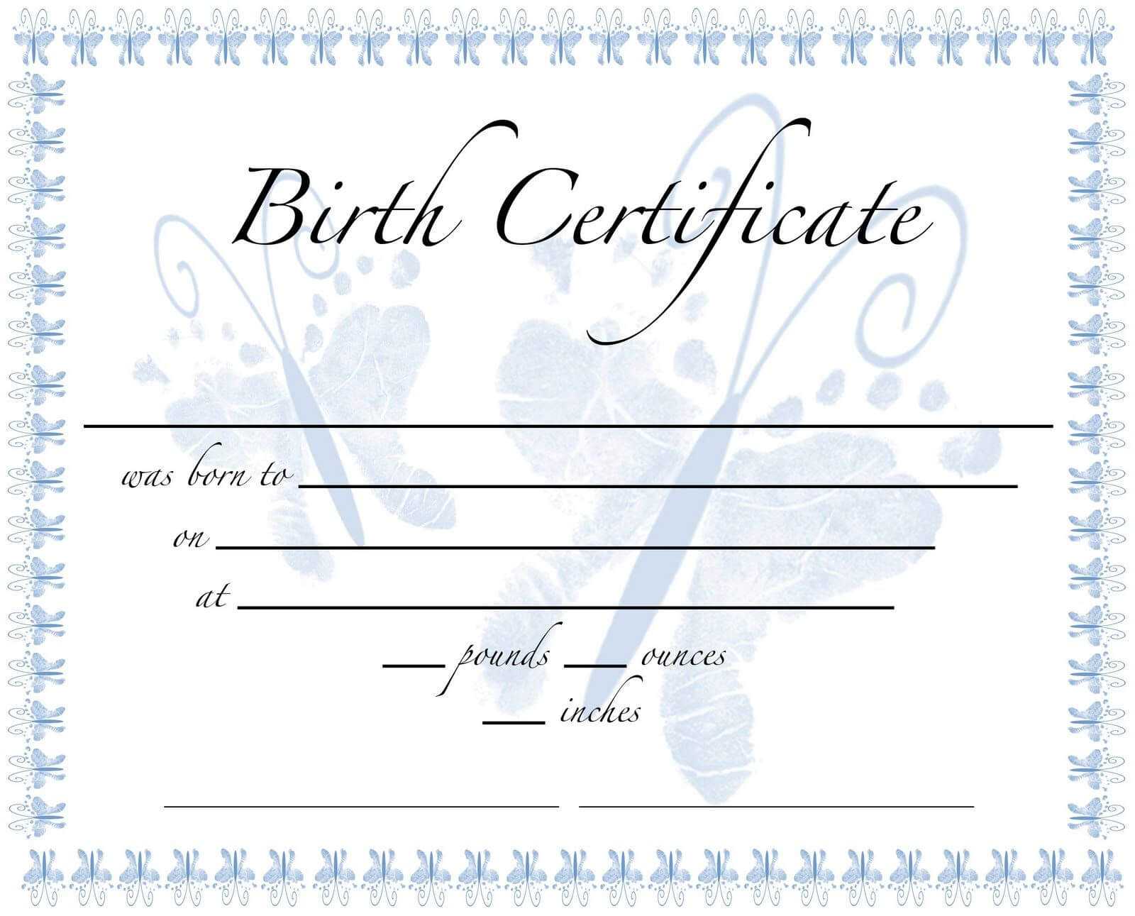 Pics For Birth Certificate Template For School Project In Editable Birth Certificate Template