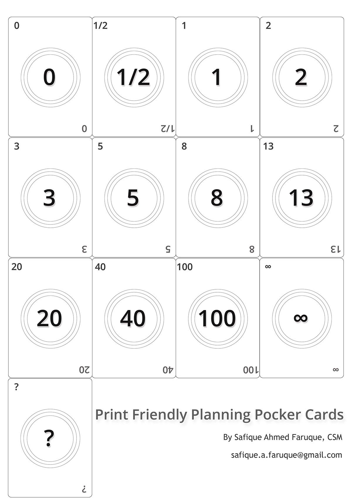 Picture: Agile Planning Poker Cards. Black And White Print With Regard To Planning Poker Cards Template