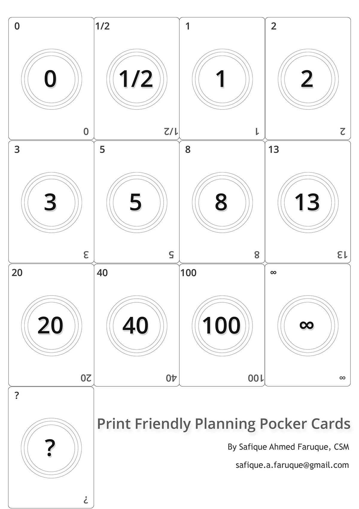 Picture: Agile Planning Poker Cards. Black And White Print With Regard To Planning Poker Cards Template