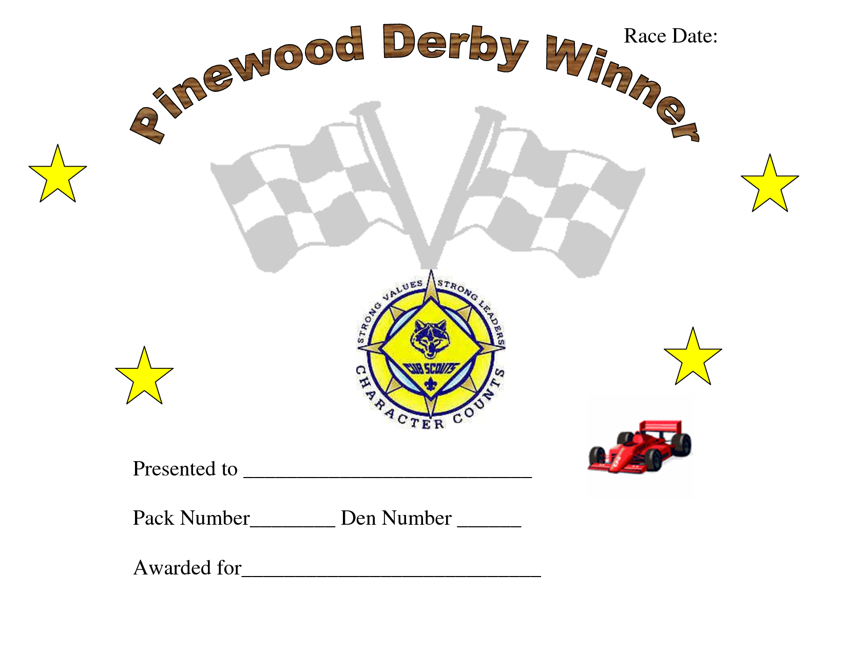 Pin On Cub Scouts Pertaining To Pinewood Derby Certificate Template