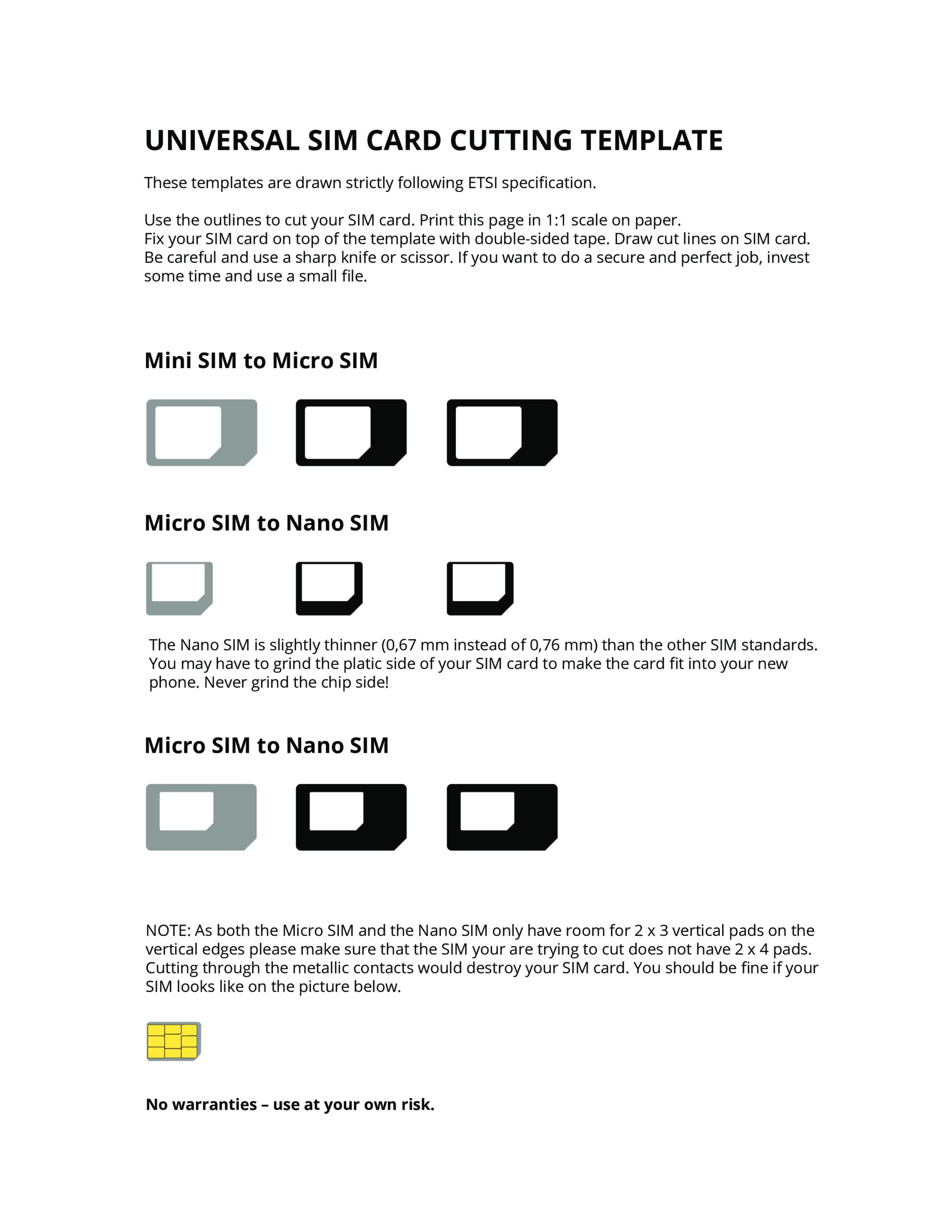 Pin Op Templates With Sim Card Template Pdf