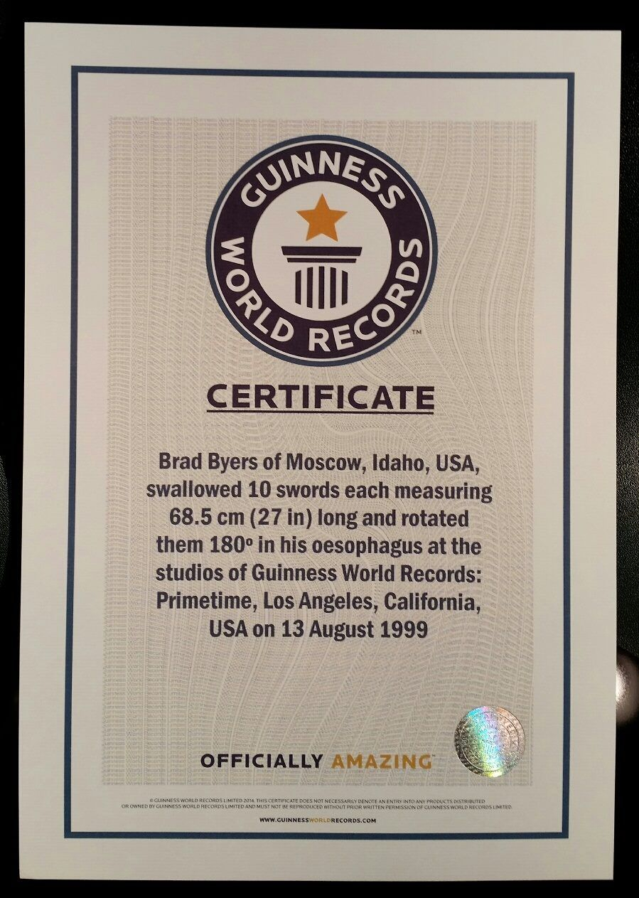 Pinbrad Byers On Brad Byers World Record Certificates With Regard To Guinness World Record Certificate Template