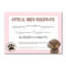 Pink Dachshund Birth Certificate | Dachshund Adoption, Birth With Pet Adoption Certificate Template