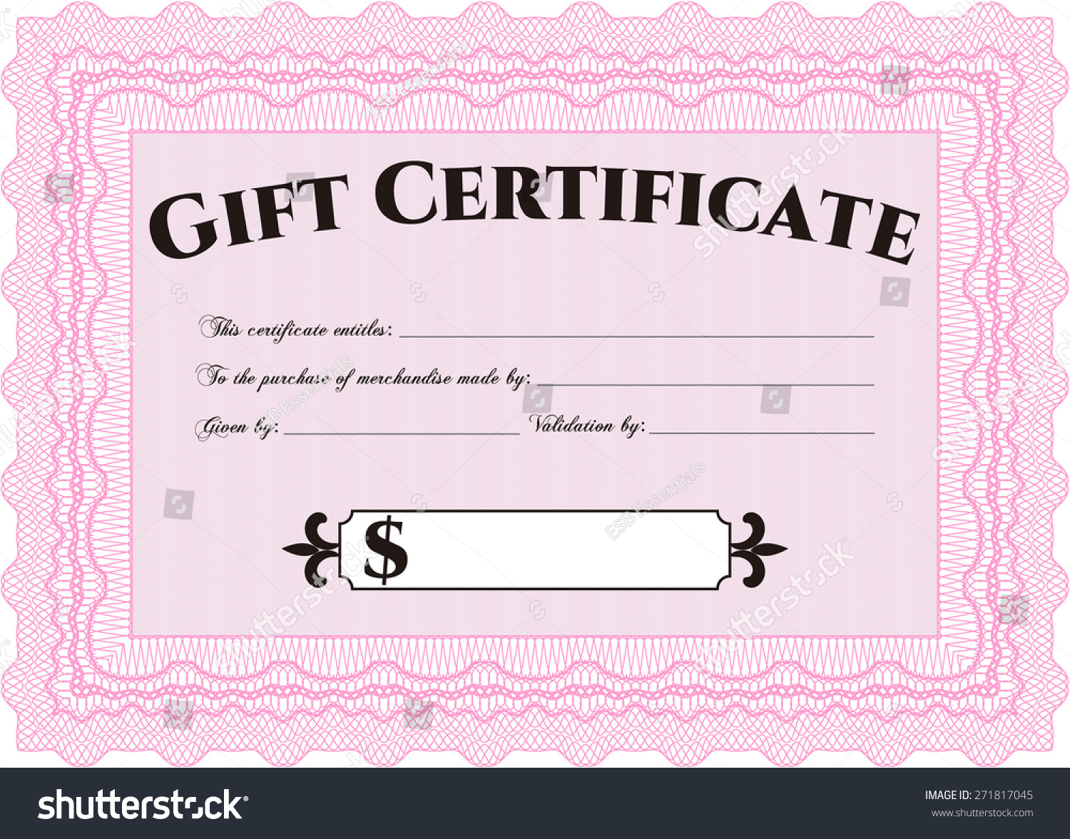 Pink Gift Certificate Template Stock Vector (Royalty Free Inside Pink Gift Certificate Template