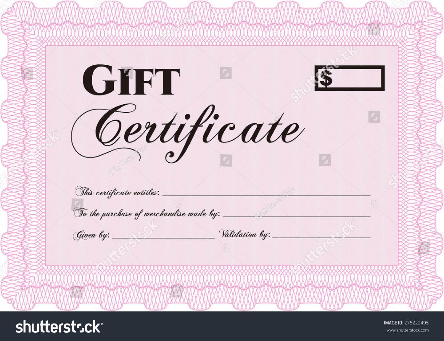 Pink Gift Certificate Template Stock Vector (Royalty Free Throughout Pink Gift Certificate Template
