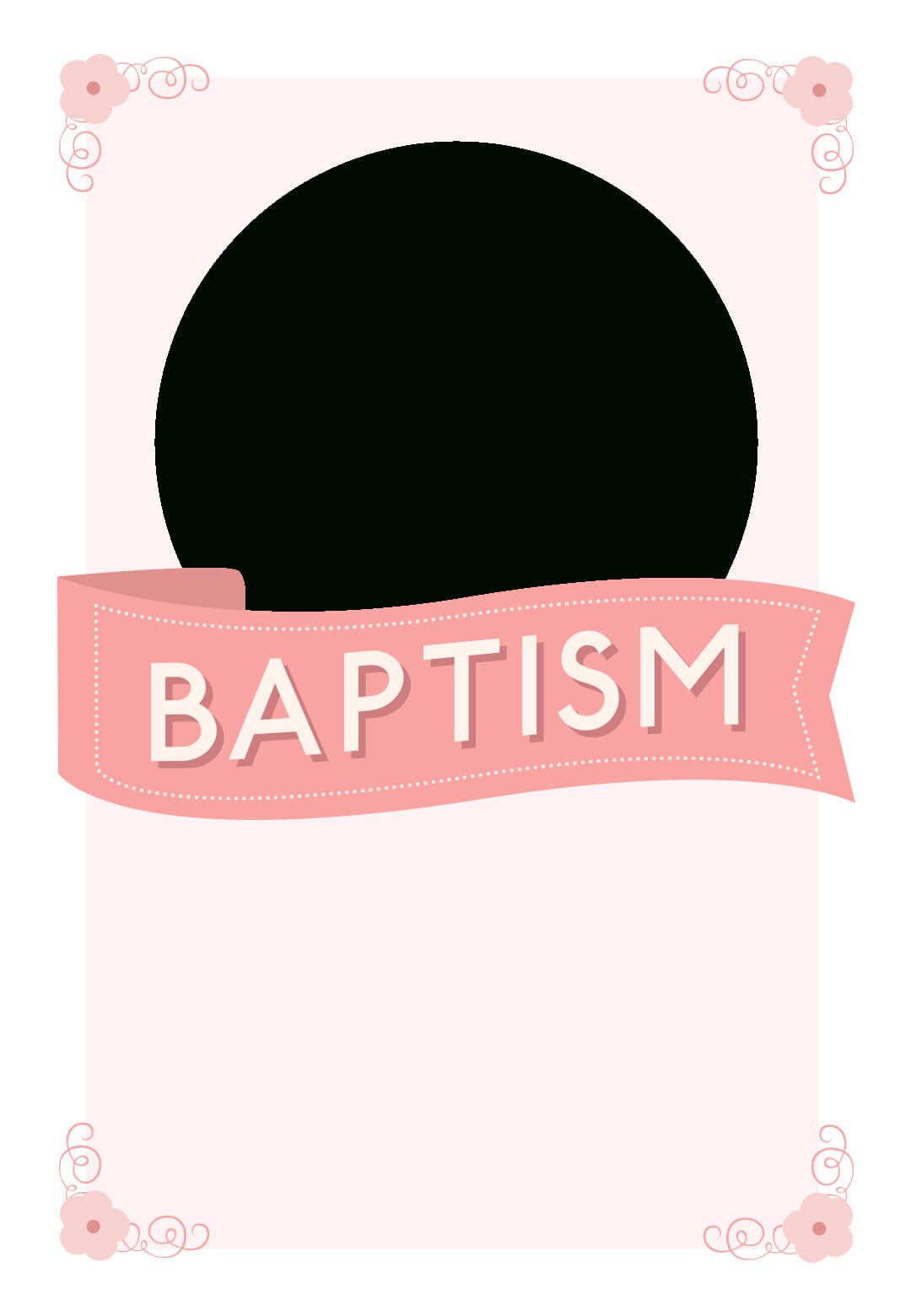 Pink Ribbon - Baptism & Christening Invitation Template Inside Blank Christening Invitation Templates