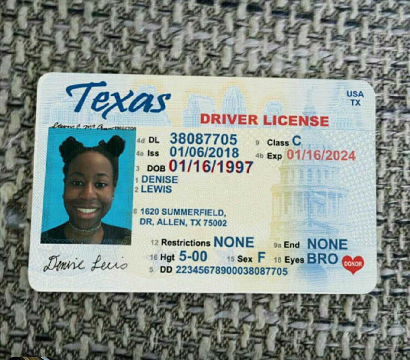 Pinkato O'dell On Drivers License | Id Card Template In Texas Id Card Template