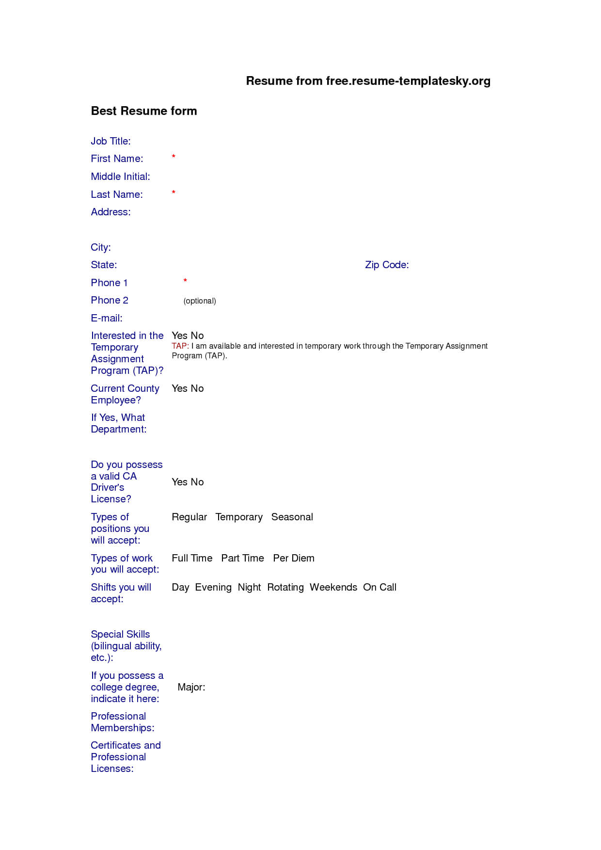 Pinlatestresume On Latest Resume | Resume Form, Resume Inside Free Blank Cv Template Download