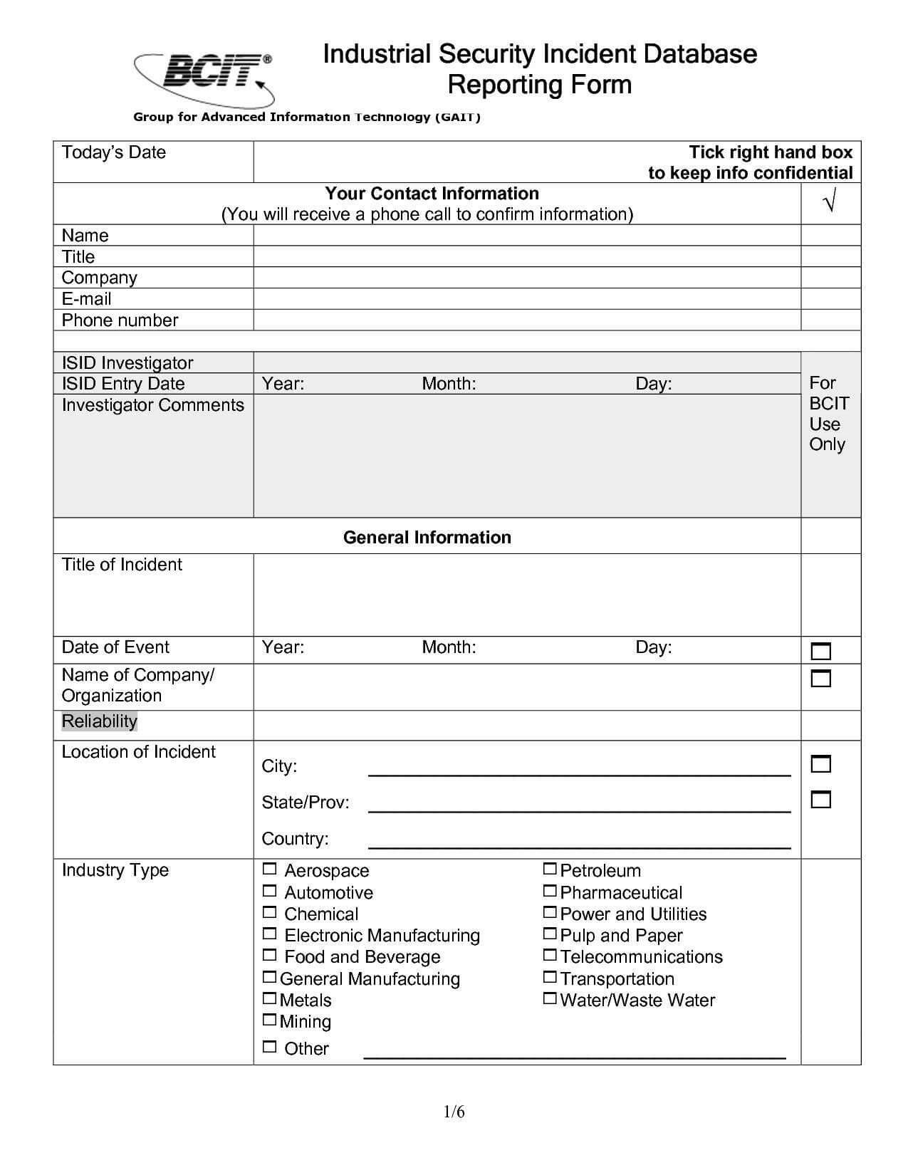 Pinwaldwert Site On Resume Formats | Incident Report For Reliability Report Template