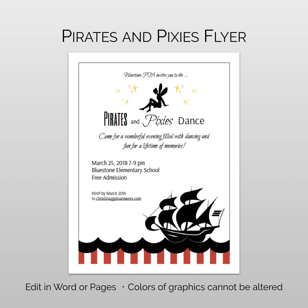 Pirates And Pixies Dance Flyer And Ticket Template Set Pertaining To Dance Flyer Template Word