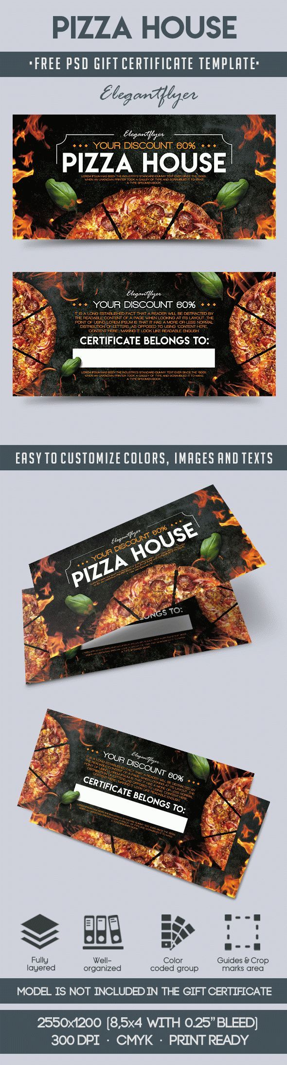 Pizza House – Free Gift Certificate Psd Template | Free Gift In Pizza Gift Certificate Template
