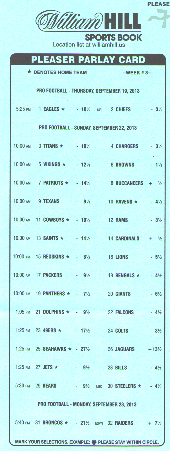 Pleaser Bets In The Nfl Inside Football Betting Card Template