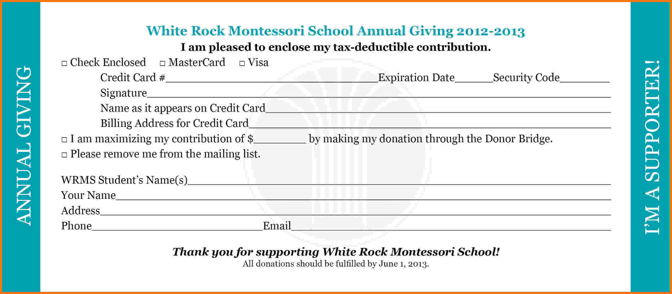 Pledge Card Clipart With Fundraising Pledge Card Template