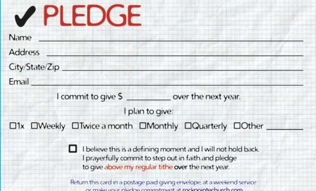 Pledge Cards For Churches | Pledge Card Templates | Card inside Building Fund Pledge Card Template