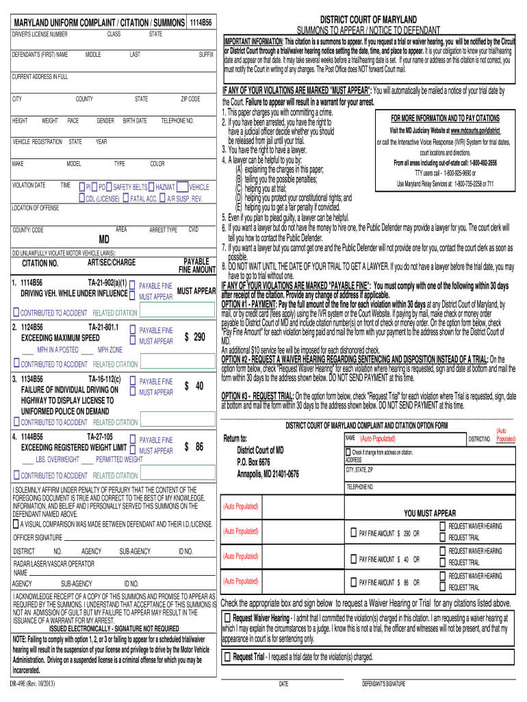 Police Citation Template – Fill Online, Printable, Fillable With Blank Speeding Ticket Template