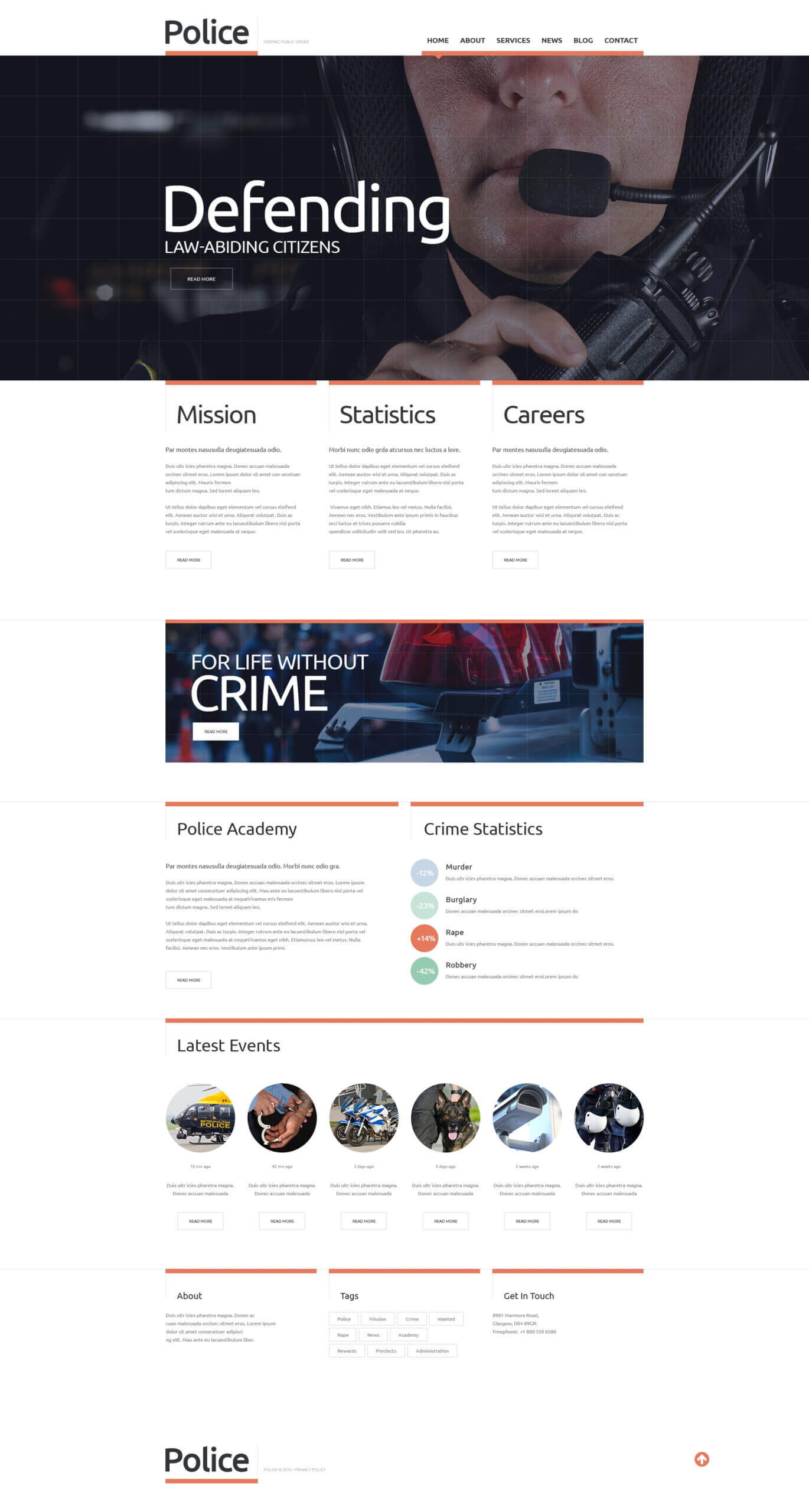 Police Responsive Website Template In Reporting Website Templates