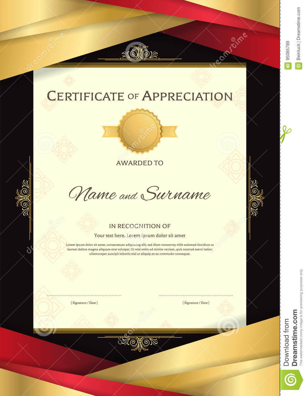 Portrait Luxury Certificate Template With Elegant Golden For Elegant Certificate Templates Free