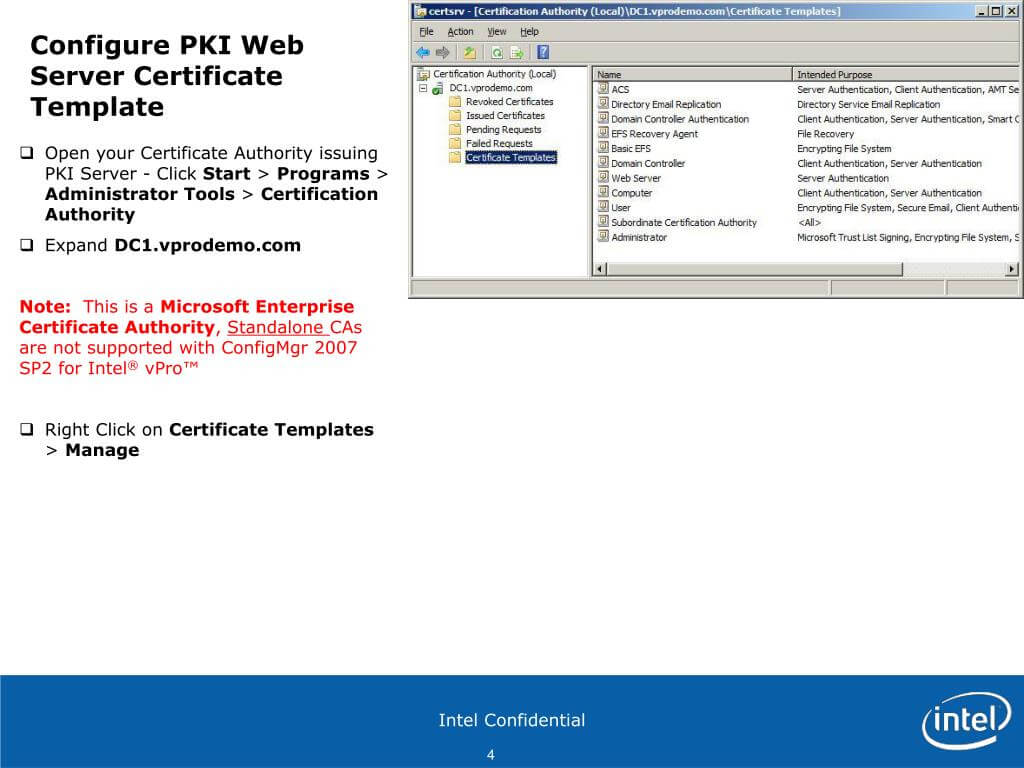 Ppt – Configure Pki Web Server Certificates For Each Throughout Domain Controller Certificate Template