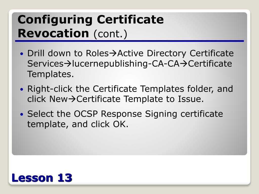 Ppt – Configuring Active Directory Certificate Services For Active Directory Certificate Templates