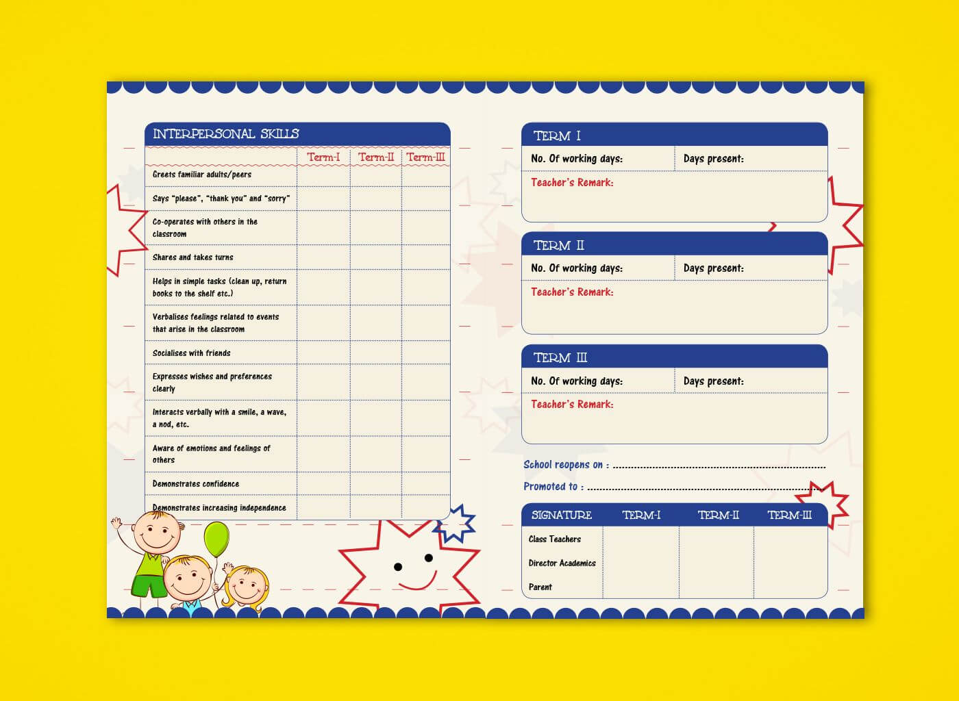 Pre Nursery Report Card On Behance | Report Card Template For High School Student Report Card Template