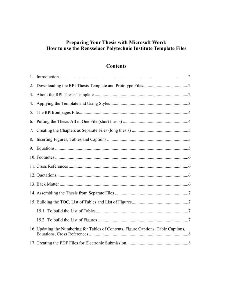 Preparing Your Thesis With Microsoft Word: | Manualzz Regarding Ms Word Thesis Template