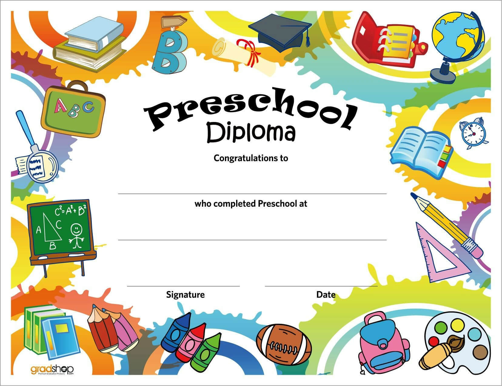 Preschool Certificate Template – Ironi.celikdemirsan For Free Printable Certificate Templates For Kids